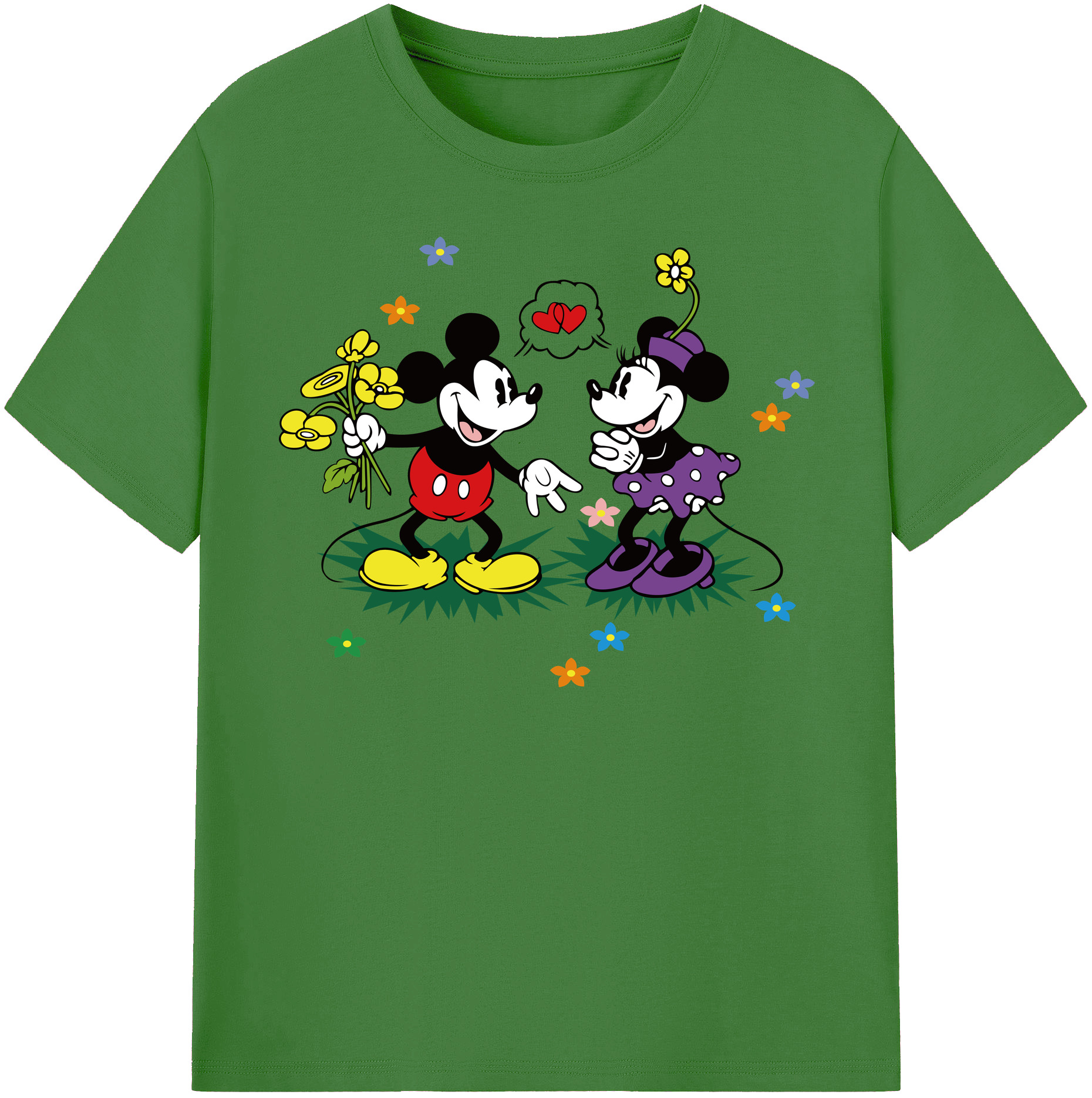（画像用） ミッキーマウス Mickey Mouse レディースカジュアルプリントTシャツ（綿100％）